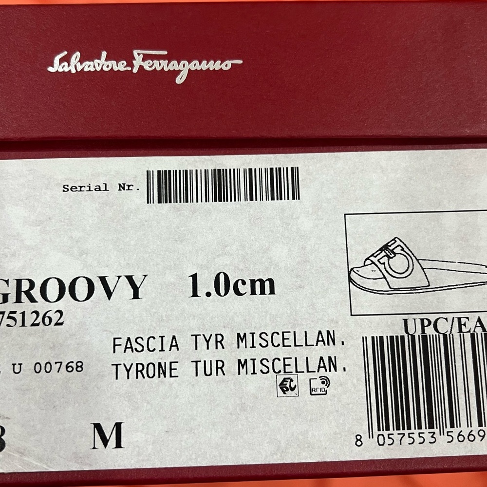 Salvatore Ferragamo Blue and White Sandals with Textured Sole - Picture 3 of 3